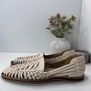 Nisolo Huarache Woven Leather Sandal Slip On Leather Bone Men 13 NWOB Classic